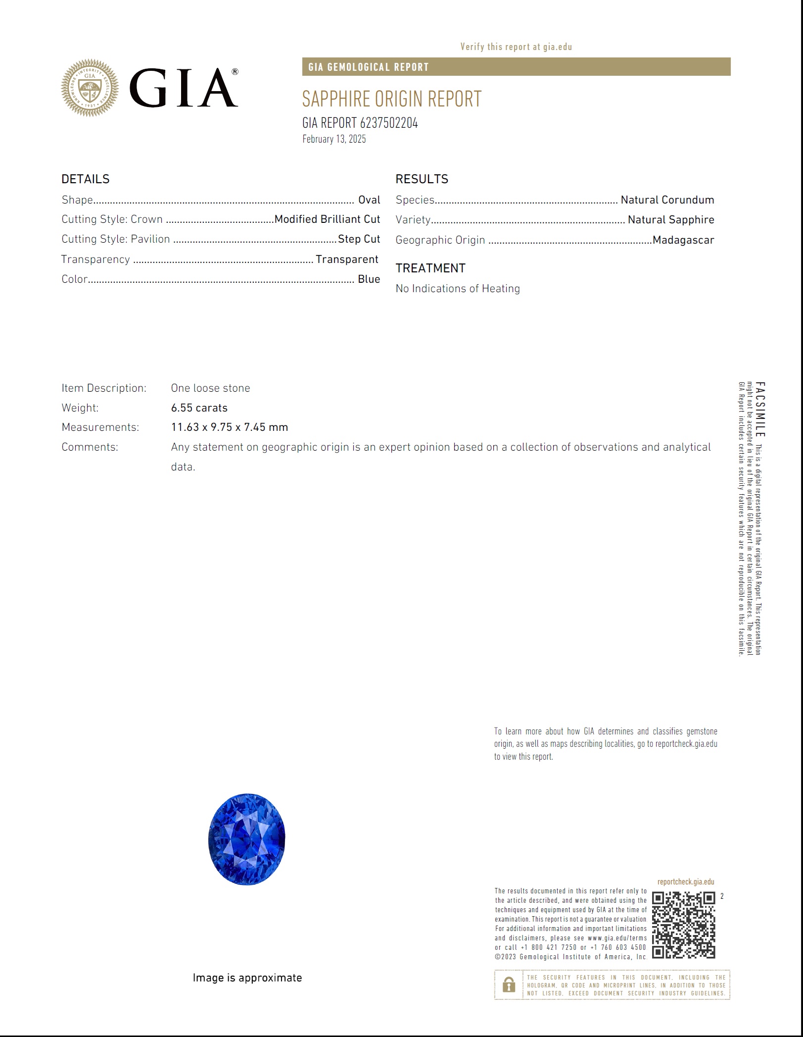 CS0025-Natural Blue Sapphire 6.55 CT - Image 2